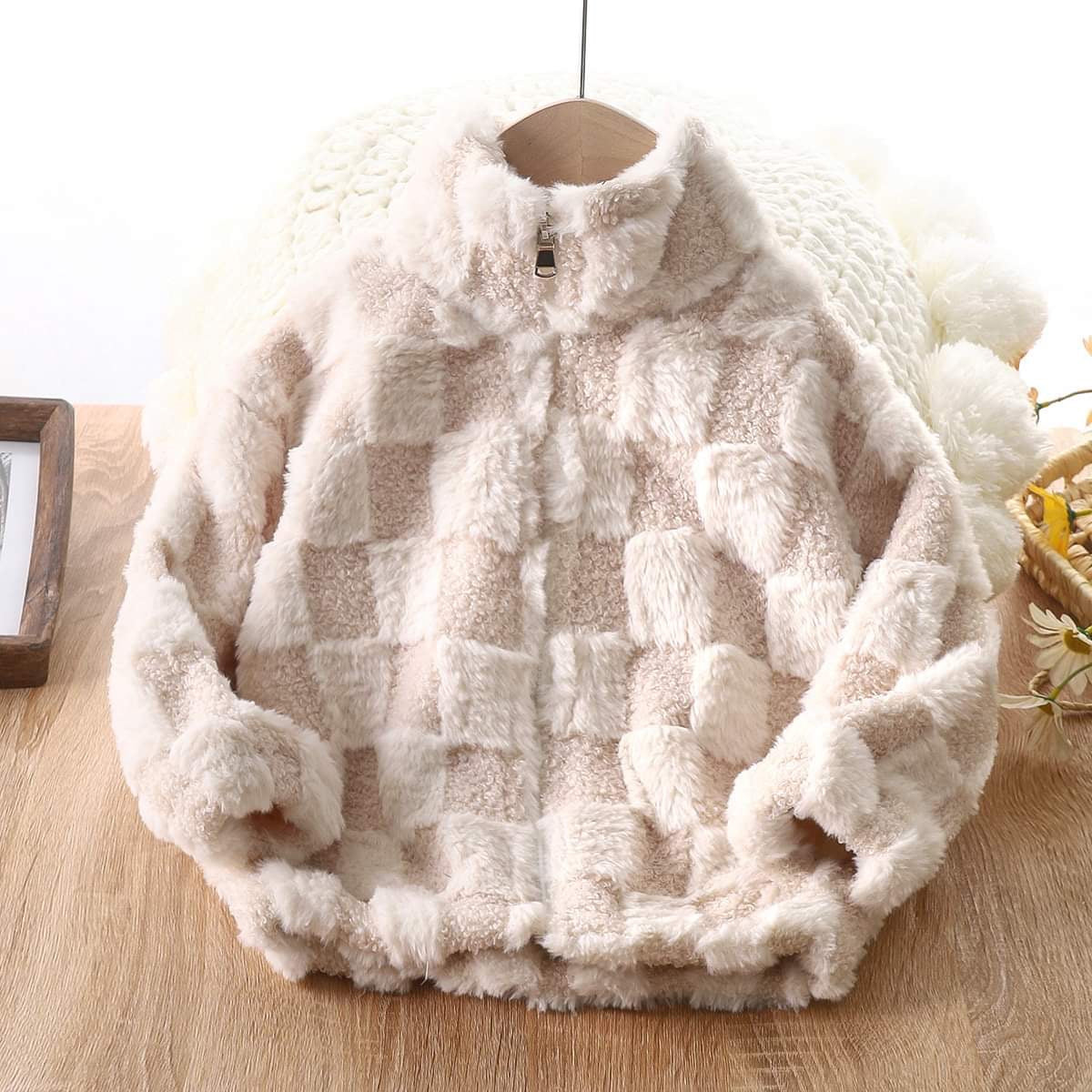 Checkered Fuzzy Jacket for Alena