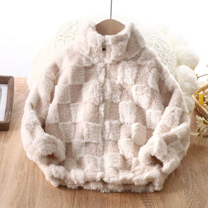Checkered Fuzzy Jacket for Alyssa