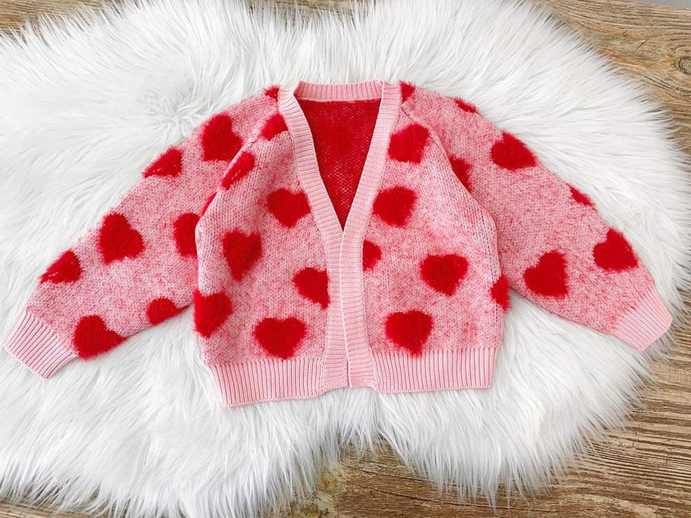 Valentine’s fuzzy Cardi for Claire