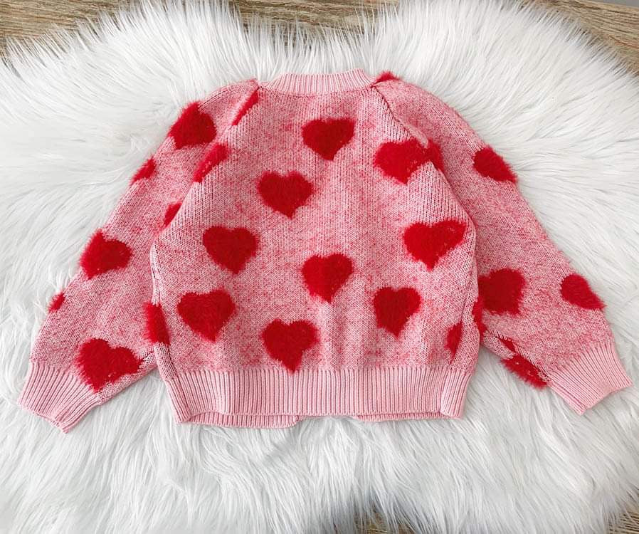 Valentine’s fuzzy Cardi for Claire