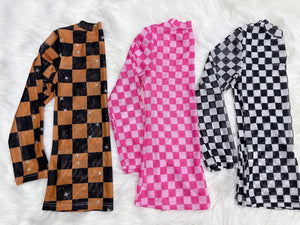 Mesh Checkered Tops for Abby