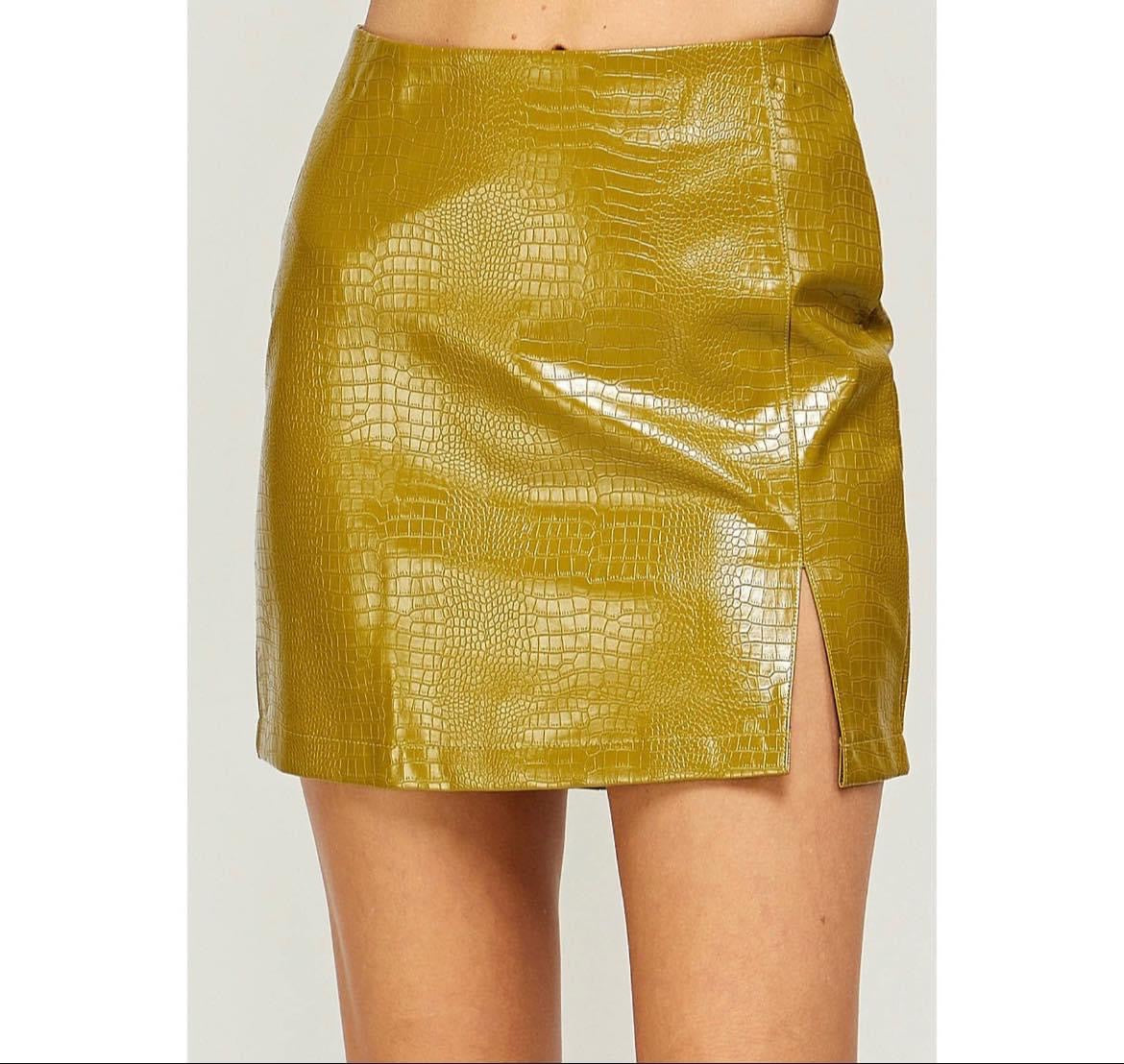 Embossed Citrine Mini Skirt
